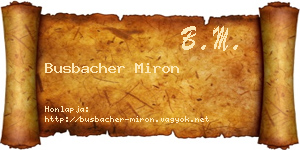 Busbacher Miron névjegykártya